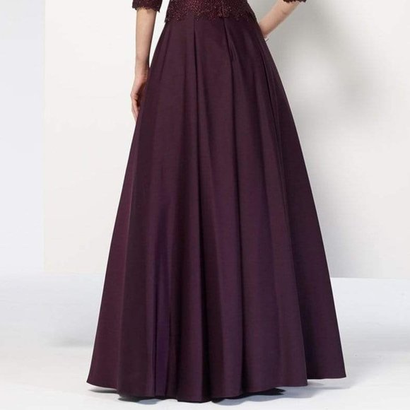 Alyce Paris Quarter Sleeved Bateau Neckline Crepe Lace A-Line Dress 27099 - Picture 8 of 9